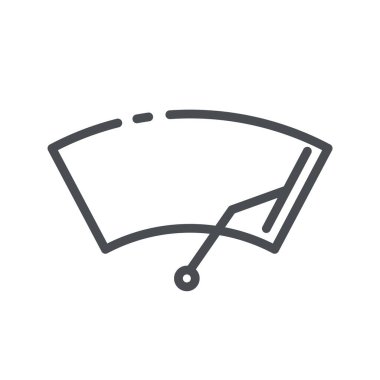 Şeffaf arkaplanda izole edilmiş bir ön cam sileceği simgesi vektör satırı simgesi.