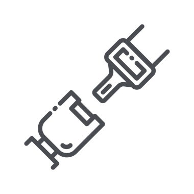 Emniyet kemeri ön görünümünün vektör satırı simgesi şeffaf arkaplanda izole edildi.