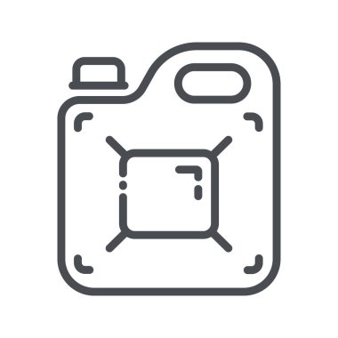 Şeffaf arkaplanda izole edilmiş plastik bir teneke kutu yan görünümünün vektör çizgisi simgesi.