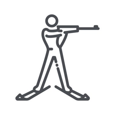 Vektör kış sporları ikonu. Şeffaf arkaplanda biatlon yarışma sembolü izole.