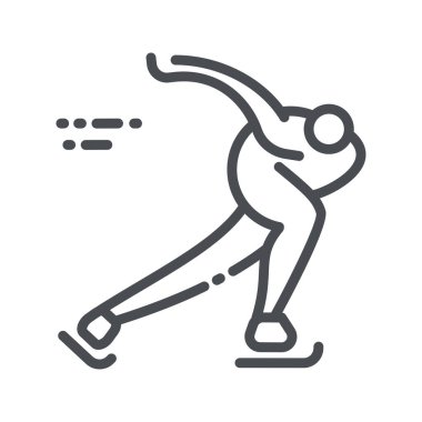 Vektör kış sporları ikonu. Hız pateni yarışması sembolü şeffaf arkaplanda izole edildi.