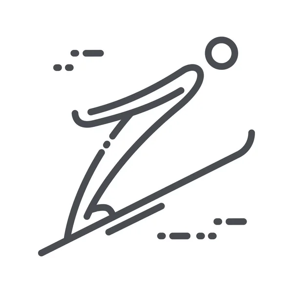 Vector Vinter Sport Linje Ikon Skidhoppning Tävlingssymbol Isolerad Transparent Bakgrund — Stock vektor