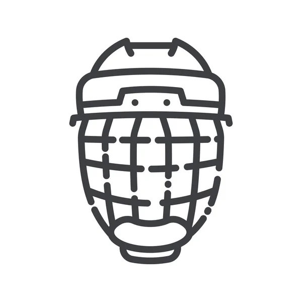 矢量曲棍球设备线图标孤立在透明的背景下 Helmet符号 — 图库矢量图片