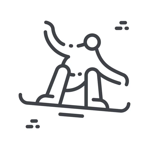 Snowboard kereszt vektor vonal ikon elszigetelt átlátszó háttér. Snowboardos oldalnézet. — Stock Vector