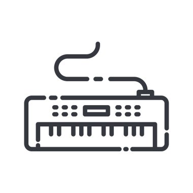 Vector line icon of an electric piano. Musical synthesizer icon
