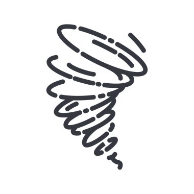 Şeffaf arkaplanda izole edilmiş bir hava tahmininin vektör çizgisi simgesi. Kasırga sembolü