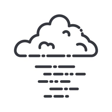 Şeffaf arkaplanda izole edilmiş bir hava tahmininin vektör çizgisi simgesi. Bulutlu gökyüzü sisle