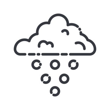 Şeffaf arkaplanda izole edilmiş bir hava tahmininin vektör çizgisi simgesi. Dolu dolu bulutlu gökyüzü