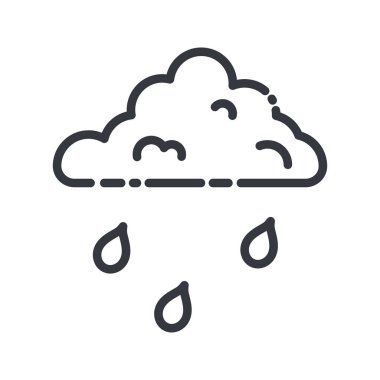 Şeffaf arkaplanda izole edilmiş bir hava tahmininin vektör çizgisi simgesi. Yağmurlu bulutlu gökyüzü