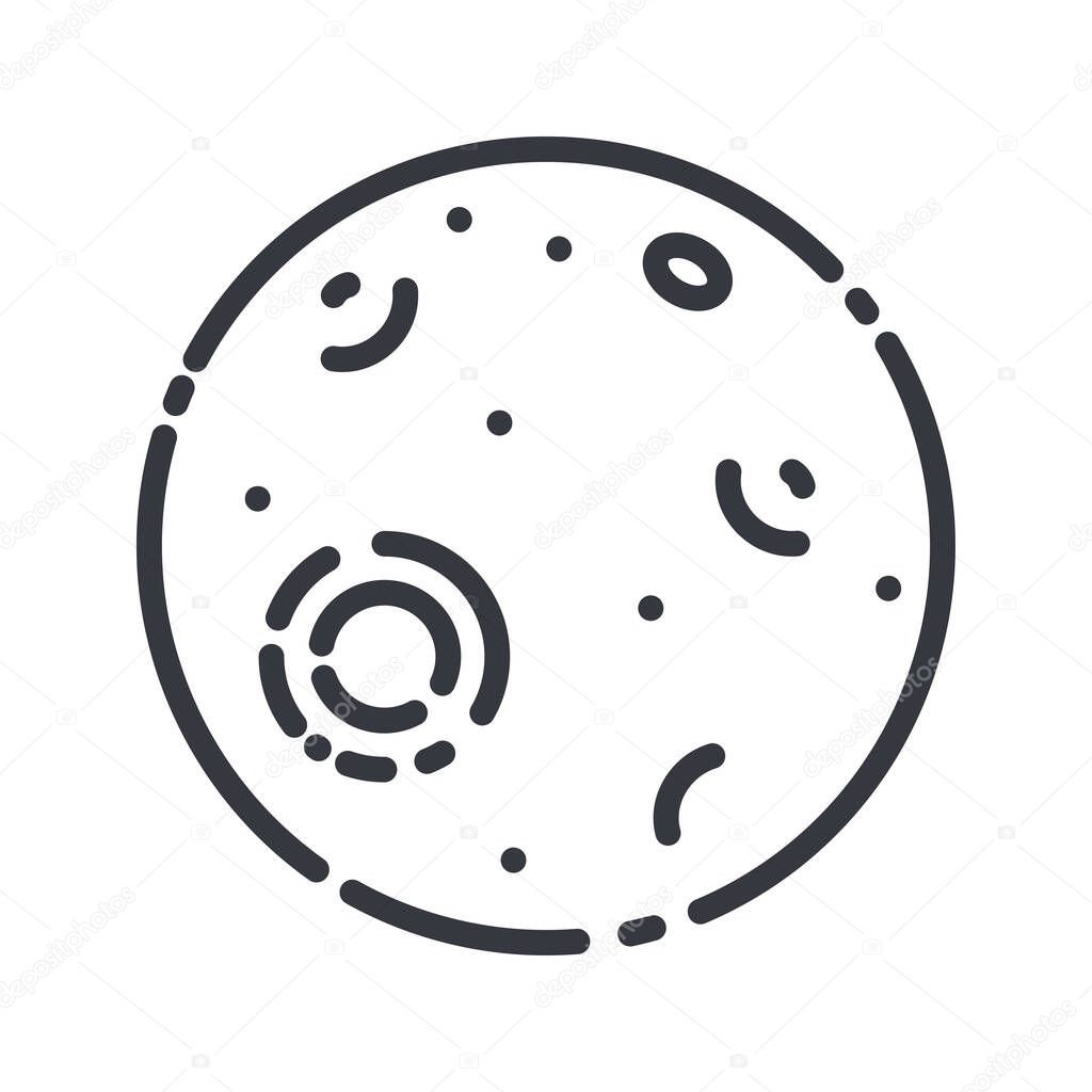 Vector line icon of a moon isoloated on transparent background. Simple lunar symbol