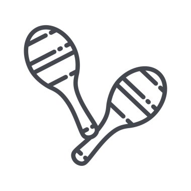 Marakas 'ın vektör çizgisi simgesi. Müzik perküsyonu enstrüman simgesi