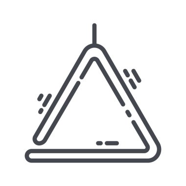 Üçgen müzik aletinin vektör çizgisi simgesi izole edildi