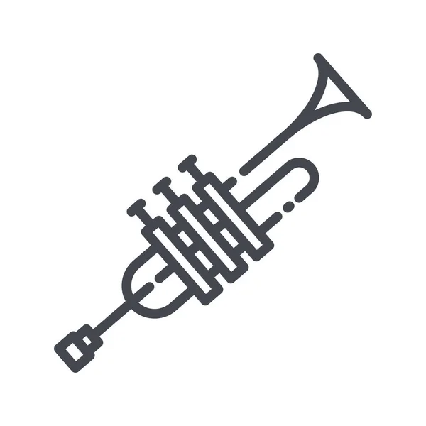 Vektorzeilensymbol von Trumpet. Ikone der Blechblasinstrumente isoliert — Stockvektor