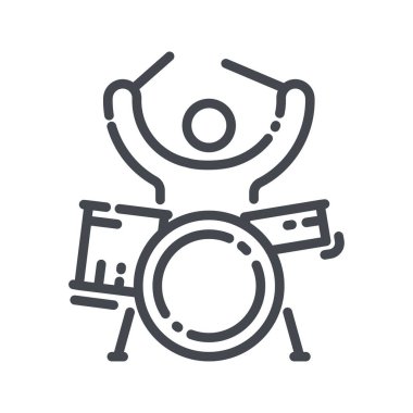 Davul setinin çizgi simgesi. Müzik perküsyon enstrümanı