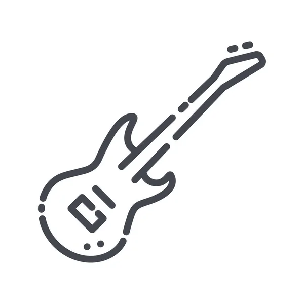 Vector Line Icon Electric Guitar Musical Strings Instrument Web Icon — Stock Vector