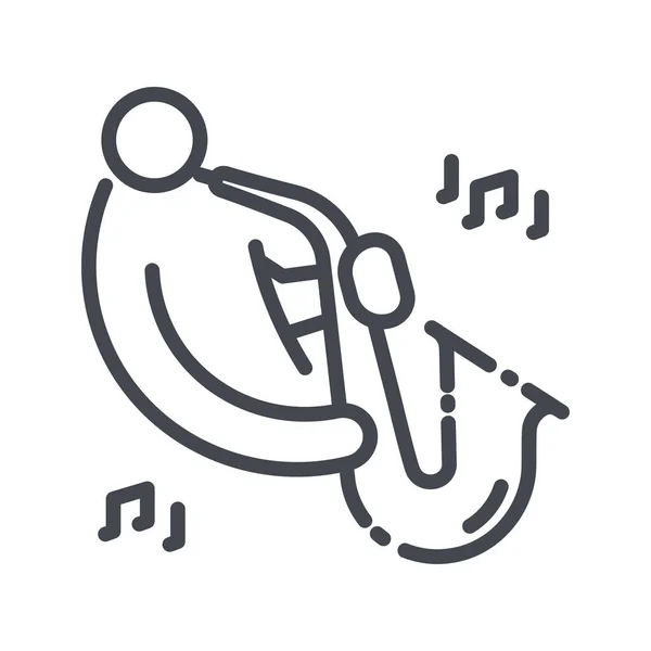 Ikona Wektorowa Muzyka Grającego Saksofonie Ikona Instrumentu Muzycznego Odizolowana Przejrzystym — Wektor stockowy