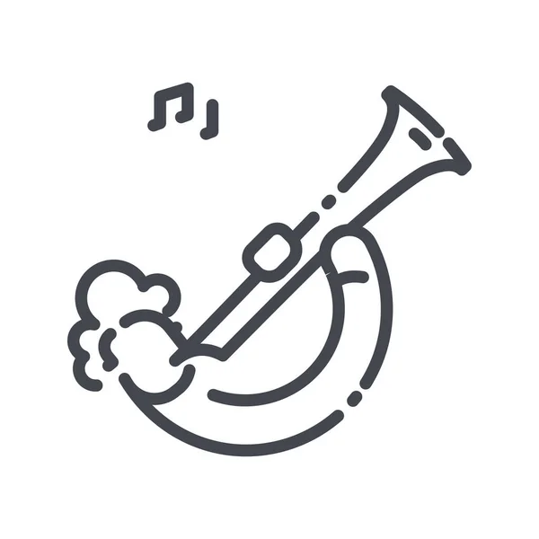 Vector Line Icon Musician Playing Clarinet Isolated Transparent Background — Stock Vector