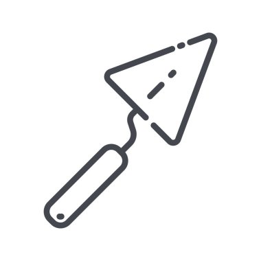 Beyaz şeffaf arkaplanda mala çizgisi simgesi izole edildi. İnşaat, inşaat ve onarım aracı sembolü.