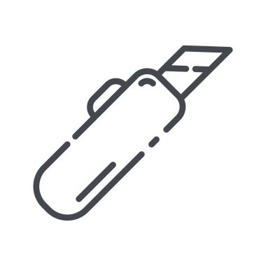 Kutu kesici satır simgesi beyaz şeffaf arkaplanda izole edildi. İnşaat, inşaat ve onarım aracı sembolü.