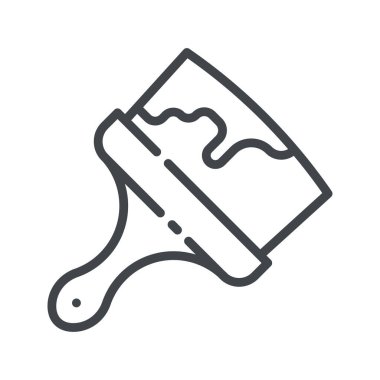 Beyaz şeffaf arkaplanda boya fırça çizgisi kenar görünümünü izole et. İnşaat endüstrisinin sembolü.