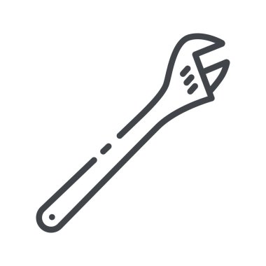 Ayarlanabilir anahtar çizgisi simgesi beyaz şeffaf arkaplanda izole edildi. İnşaat endüstrisinin sembolü.