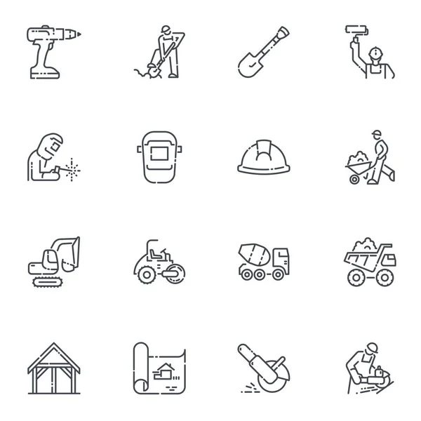 Set Vector Construction Line Icons Isolated White Transparent Background Stock Illustration