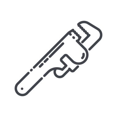 Vektör çizgisi ikonu boru anahtarı şeffaf arkaplanda izole edildi.