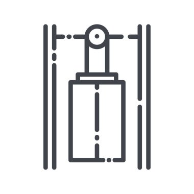 Asansör çizgisi simgesi beyaz şeffaf arkaplanda izole edildi. İnşaat ve İnşaat Sembolü.