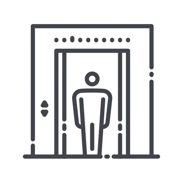 Icône Ligne Ascenseur Vue Face Isolée Sur Fond Blanc Transparent — Image vectorielle