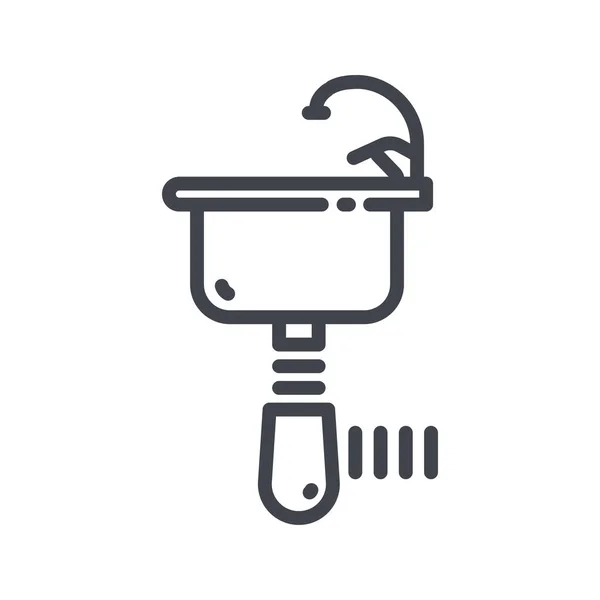 Vector Sink Faucet Siphon Line Icon Isolated Transparent Background Stock Vector