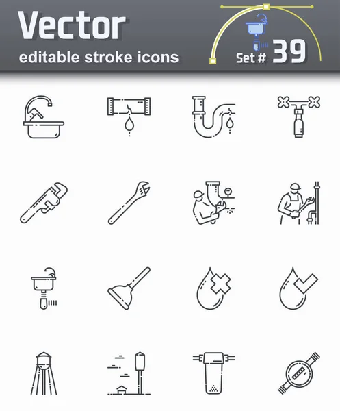 Vector Plumbing Editable Stroke Line Icons Isolated Transparent Background Vector Graphics