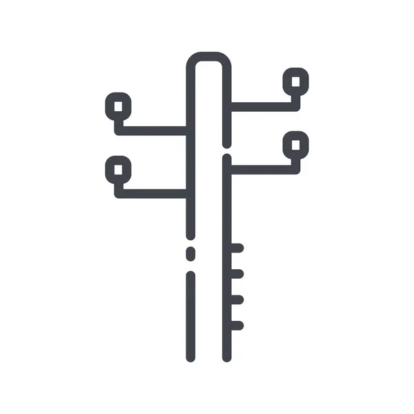 Векторна Лінія Електрики Полюса Ізольована Прозорому Фоні Символ Постачання Електроенергії — стоковий вектор