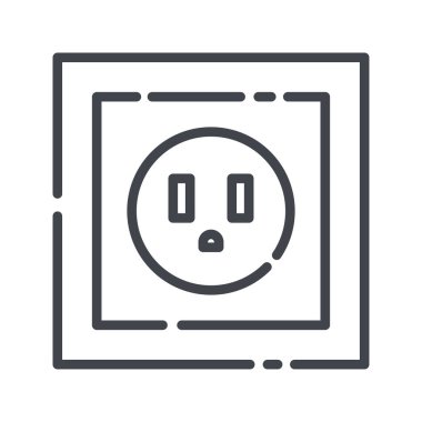 Şeffaf arkaplanda vektör elektrik soket hattı simgesi izole edildi. Güç arzı sembolü