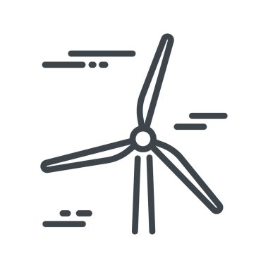 Şeffaf arkaplanda vektör yel değirmeni çizgisi simgesi izole edildi. Alternatif enerji üretimi