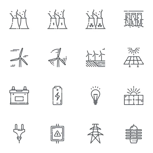 Vector Power Supply Electricity Line Icon Set Isolated Transparent Background Royalty Free Stock Illustrations