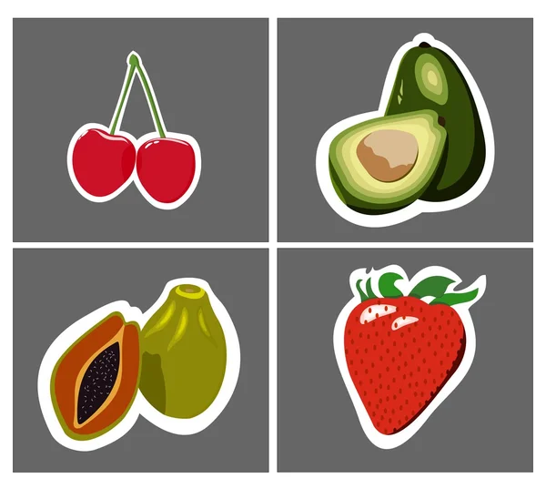 Papaya avocado cherry strawberry — Stock Photo, Image