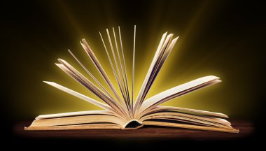 kitap. özel ışık ile açık bir kitap. Eğitim
