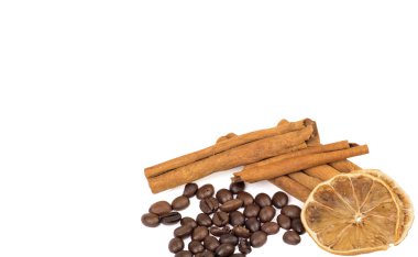 kahve çekirdekleri, tarçın ve limon