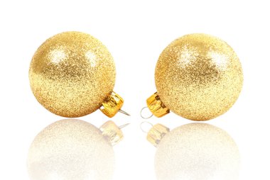 iki altın Noel topları.