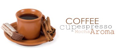 Yakın plan bir fincan taze İtalyan espresso.