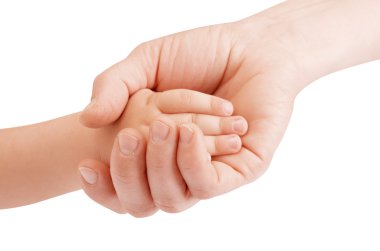 Holding çocuğun el anne