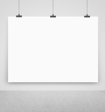 bir duvarda beyaz poster