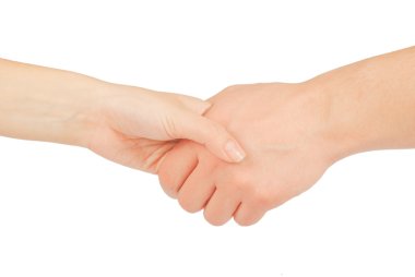 iki kişi, erkek ve kadın el sallayarak, üzerinde beyaz izole.