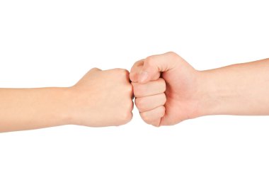 iki eli: erkek ve kadın, üzerinde beyaz izole