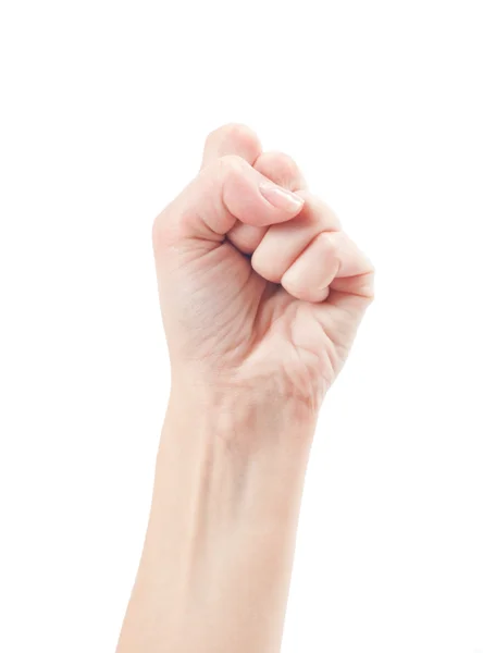 Puño. Gesto de la mano sobre fondo blanco . — Foto de Stock