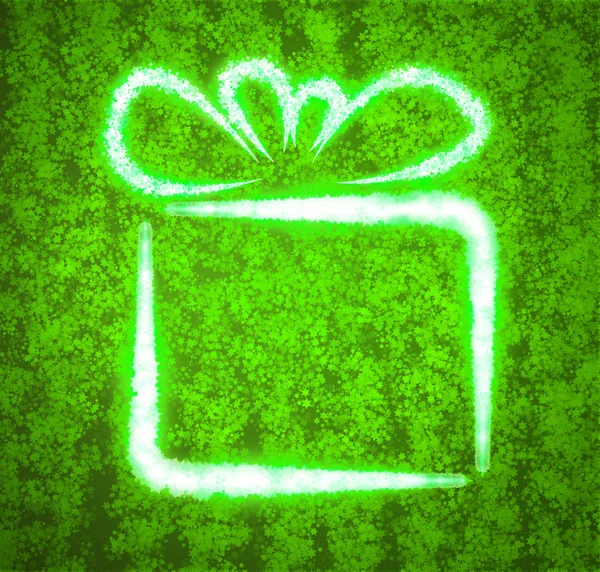 Christmas illustration with gift box on green background — Stock Photo, Image