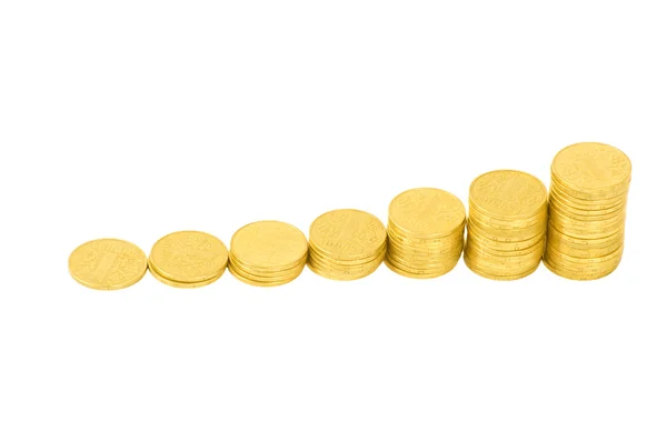 Graph of the columns of coins — Stock Photo, Image