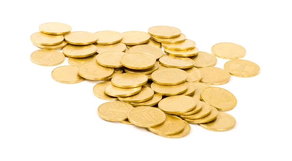 Golden coins isolated on white — Stock Photo, Image