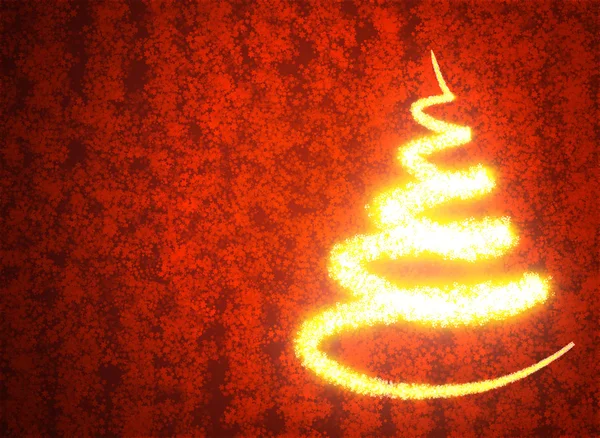 Abstrakte goldene Weihnachtsbaum auf rotem Hintergrund — Stockfoto