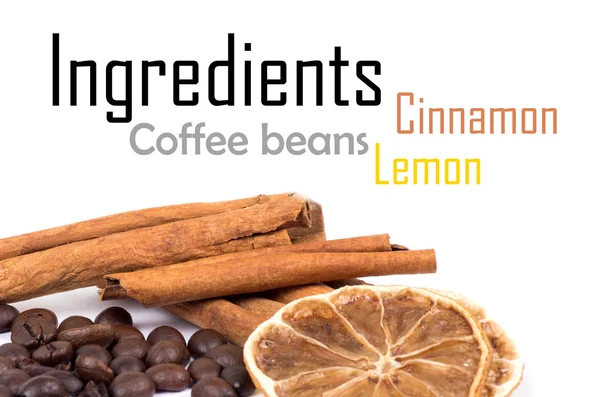 Cannella, limone e chicchi di caffè — Foto Stock